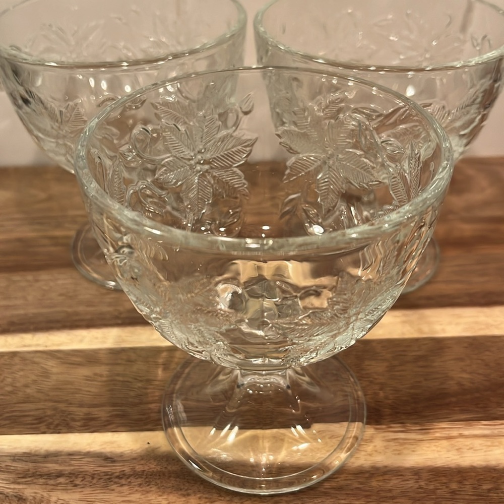 Princess House FANTASIA Footed Dessert Dishes- THREE